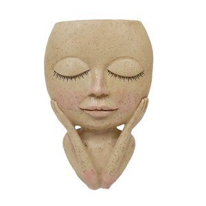 Face Head Flower Planter Container Pot Flowerpot Figure Garden Decor Tabletop